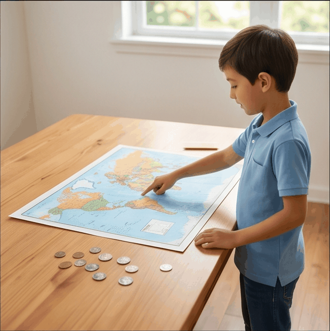 Classroom map and table scene