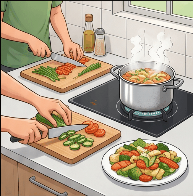 Cooking at home illustration